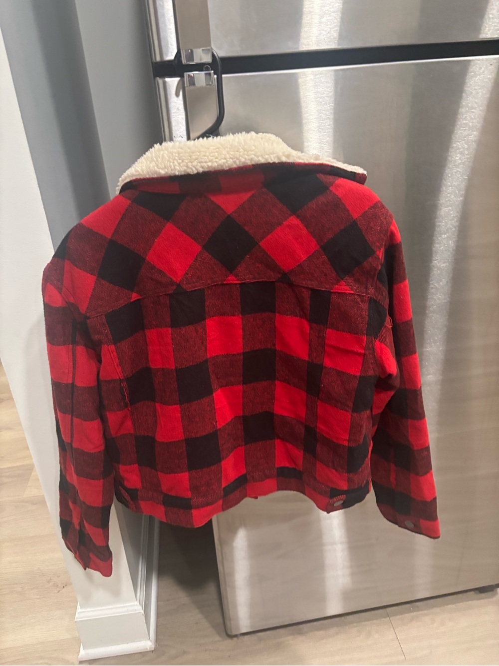 Women’s Red & Black Buffalo Plaid Sherpa Jacket - Brand Unspecified